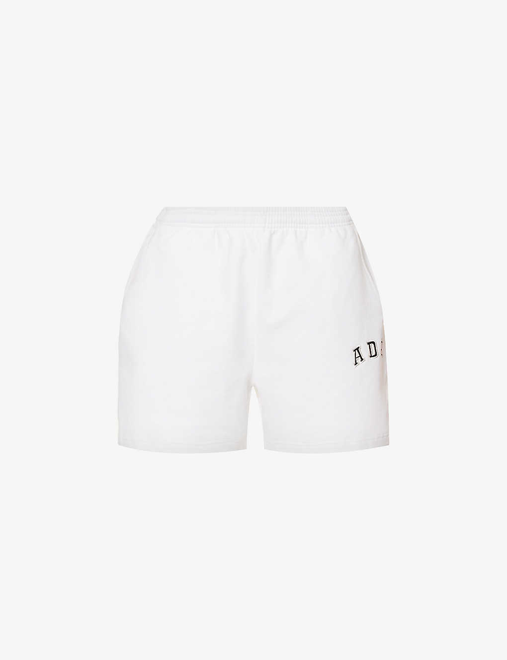 Adanola Womens White Sweat High-rise Logo-print Cotton-jersey Shorts