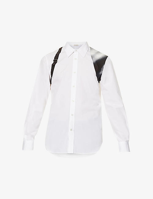 ALEXANDER MCQUEEN: Harness graphic-panel regular-fit cotton-poplin shirt
