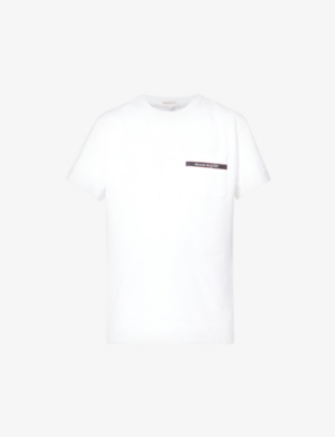 ALEXANDER MCQUEEN ALEXANDER MCQUEEN MEN'S WHITE LOGO-EMBELLISHED CHEST-POCKET REGULAR-FIT COTTON-JERSEY T-SHIRT,67034841