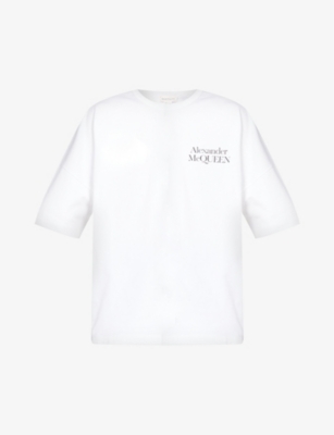 Skull Cotton Jersey T Shirt in White - Alexander Mc Queen