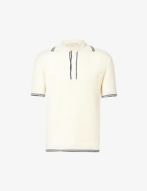 ALEXANDER MCQUEEN: Contrast-stripe relaxed-fit cotton-knit polo shirt