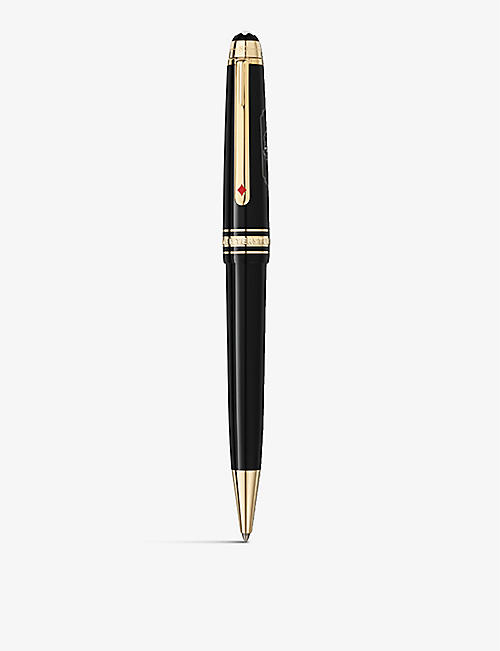 MONTBLANC: Meisterstück Around the World in 80 Days Classique yellow-gold plated and resin ballpoint pen