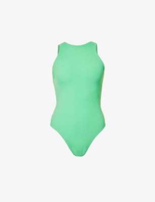 Adanola Womens Kelly Green High-neck Scoop-back Swimsuit In Kelly Green