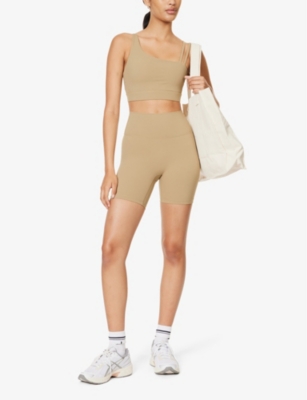 Shop Adanola Ultimate Cropped High-rise Stretch-woven Shorts In Deep Sand