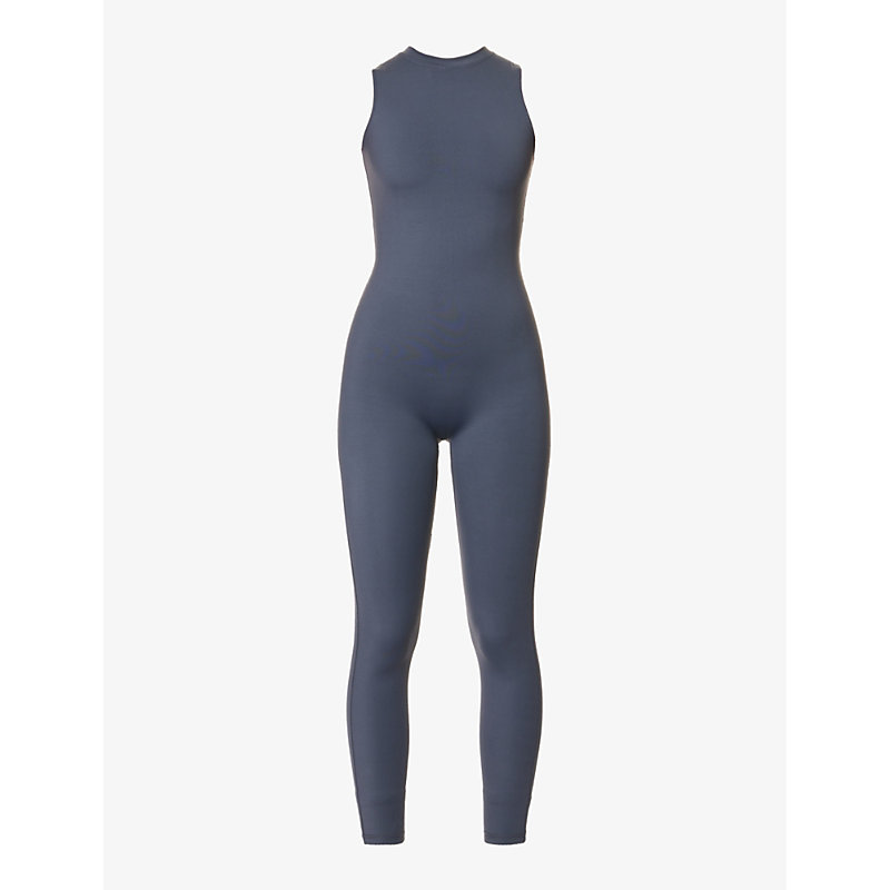 Adanola Ultimate Sleeveless Stretch-woven Jumpsuit In Midnight Blue