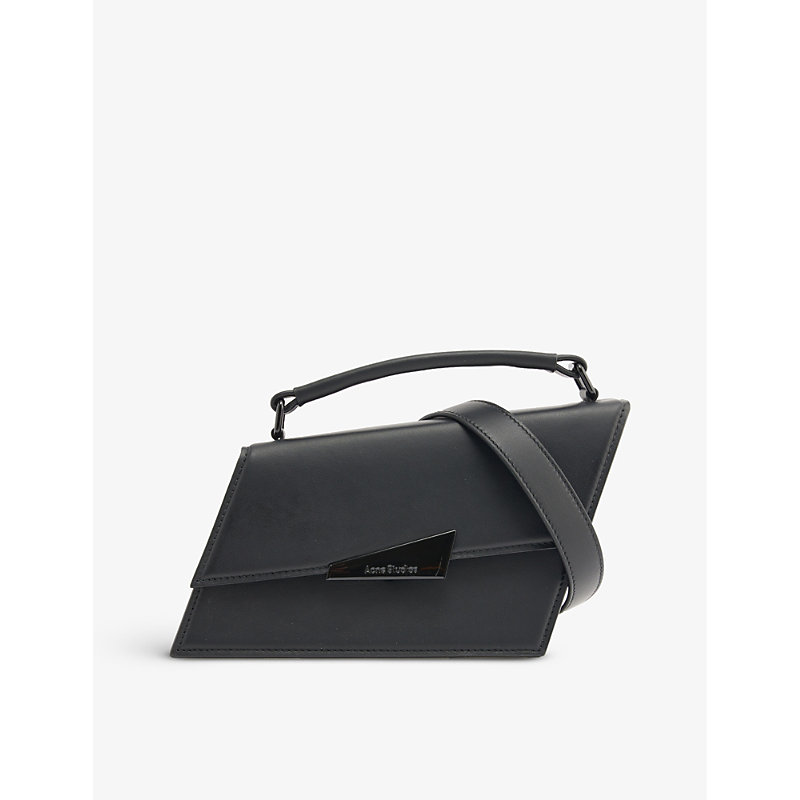 Acne Studios Mini Agost Distorted Leather Top Handle Bag In Black
