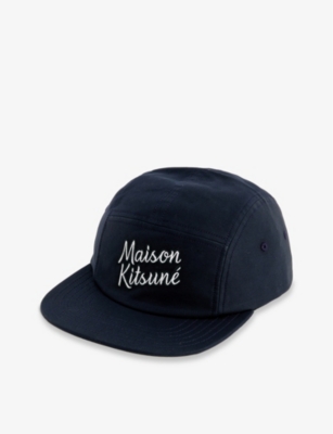 MAISON KITSUNÉ MAISON KITSUNE WOMEN'S DARK NAVY LOGO-EMBROIDERED COTTON-TWILL BASEBALL CAP,67040750