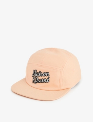 maison kitsuné maison kitsune womens peach logo-embroidered