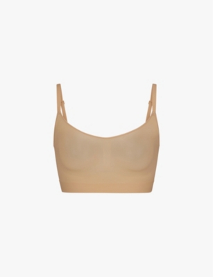 Skims Fits Everybody Stretch-woven Bandeau Bra In Cocoa