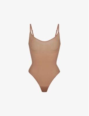 SEAMLESS SCULPT SCOOP NECK THONG BODYSUIT, JASPER