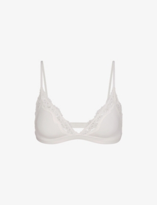 SKIMS Fits Everybody lace-trimmed stretch scoop bralette - Marble