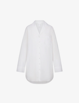SKIMS: Button-up long-sleeved cotton-poplin nightdress
