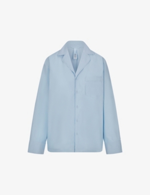 Skims Womens Glacier Button-up Long-sleeved Cotton-poplin Pyjama Shirt