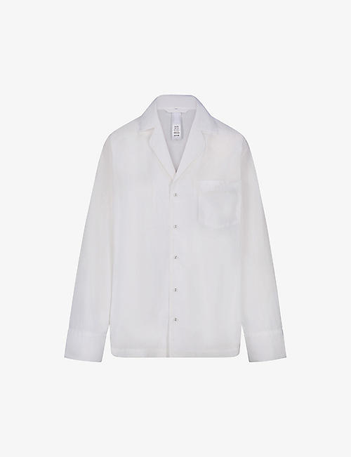 SKIMS: Button-up long-sleeved cotton-poplin pyjama shirt