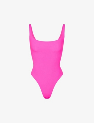 SKIMS Fits Everybody Square Neck Sleeveless Bodysuit in Neon Pink