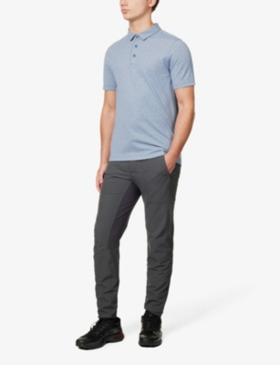 Shop Lululemon Men's Iron Blue Evolution Regular-fit Recycled-polyester-blend Polo Shirt
