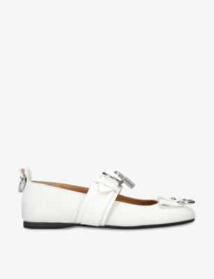 JW ANDERSON JW ANDERSON WOMENS WHITE PUNK BUCKLE-EMBELLISHED LEATHER PUMPS