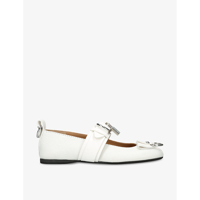 JW ANDERSON JW ANDERSON WOMENS WHITE PUNK BUCKLE-EMBELLISHED LEATHER PUMPS