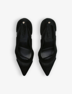 Shop Carvela Women's Black Allure Heeled Mesh And Suede Courts