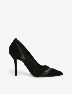 Carvela Womens Black Allure Heeled Mesh And Suede Courts