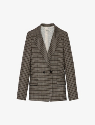 Zadig & Voltaire Star-patch Double-breasted Blazer In Pickle