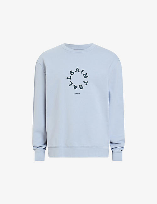 ALLSAINTS: Tierra logo text-print organic-cotton sweatshirt