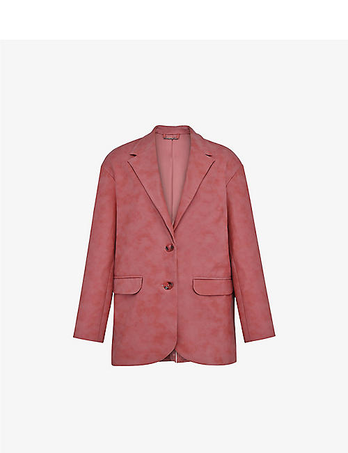 HOUSE OF CB: Kiera single-breasted relaxed-fit vegan-leather blazer