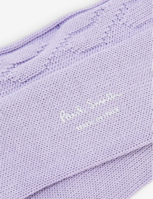 PAUL SMITH PAUL SMITH MEN'S MAUVE CABLE KNIT-PATTERN COTTON-BLEND SOCKS