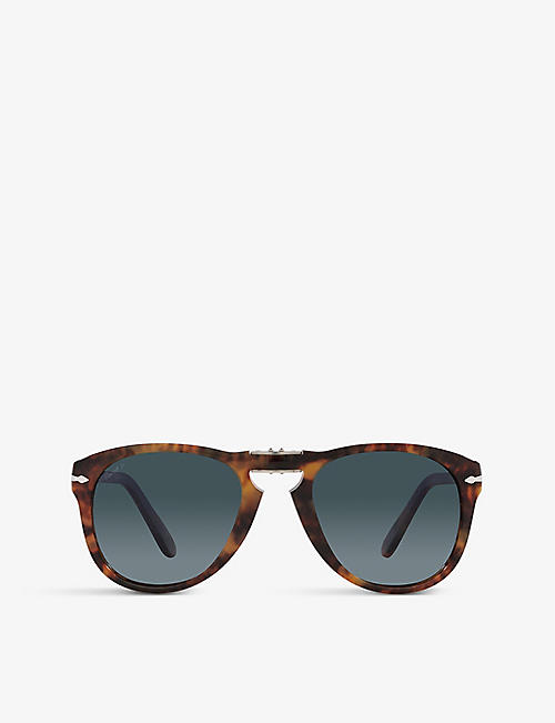 PERSOL: PO0714SM Steve McQueen pilot-shape crystal-glass and acetate sunglasses