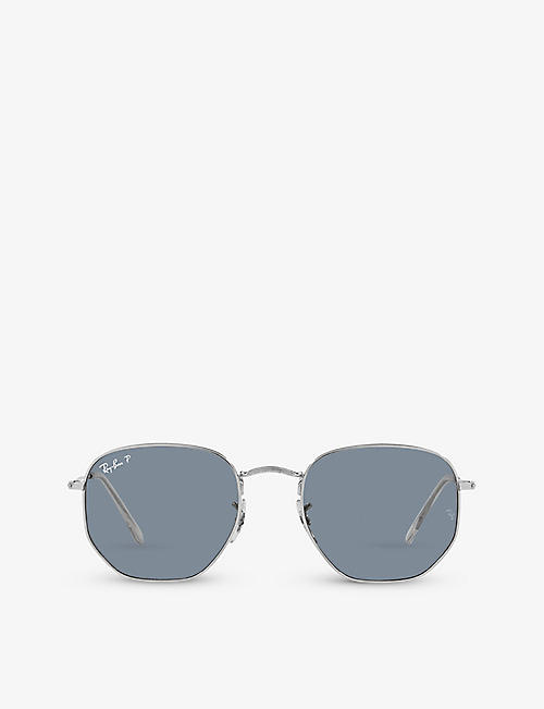 RAY-BAN: RB3548N hexagonal-frame steel sunglasses