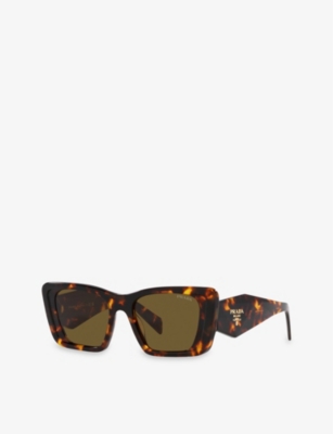 Shop Prada Women's Brown Pr 08ys Butterfly-shaped Tortoiseshell Acetate Sunglasses