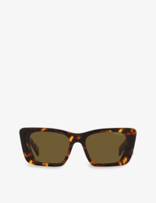 Shop Prada Women's Brown Pr 08ys Butterfly-shaped Tortoiseshell Acetate Sunglasses