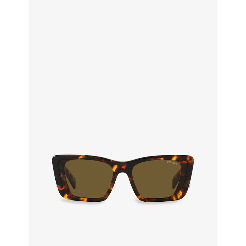 Shop Prada Women's Brown Pr 08ys Butterfly-shaped Tortoiseshell Acetate Sunglasses