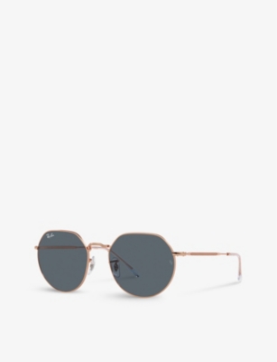 Shop Ray Ban Ray-ban Women's Gold Rb3565 Jack Hexagonal-frame Metal Sunglasses