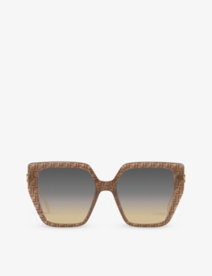 Fendi Womens Black Fe40012u Irregular-frame Acetate Sunglasses