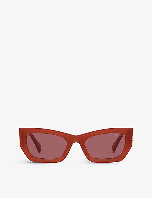 MIU MIU: MU 09WS brand-embellished rectangular-frame acetate sunglasses