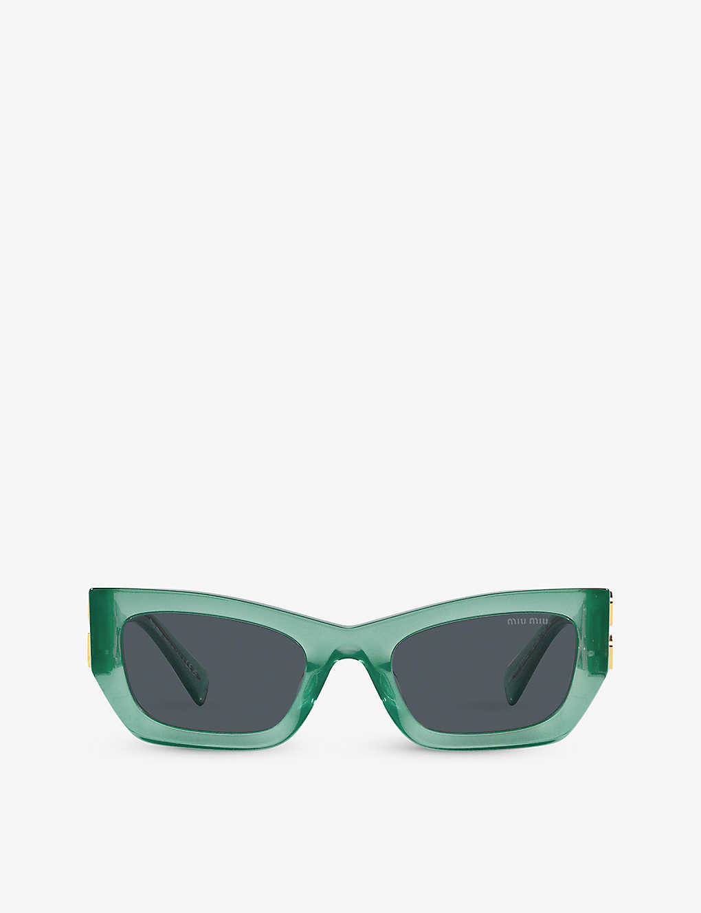 Miu Miu Womens Green Mu 09ws Rectangle-frame Acetate Sunglasses
