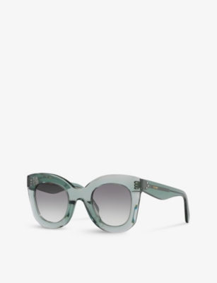 Shop Celine Women's Black Cl000195 Cl4005in Rectangle-frame Acetate Sunglasses