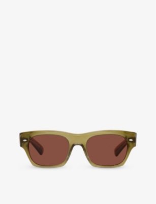 Shop Oliver Peoples Women's Green Ov5514su Kasdan Rectangular-frame Acetate Sunglasses