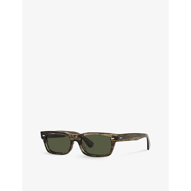 Shop Oliver Peoples Women's Green 0ov5510su Solar Rectangle-frame Tortoiseshell Acetate Sunglasses