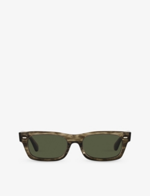 Oliver Peoples Davri Rectangle-frame Sunglasses In Green