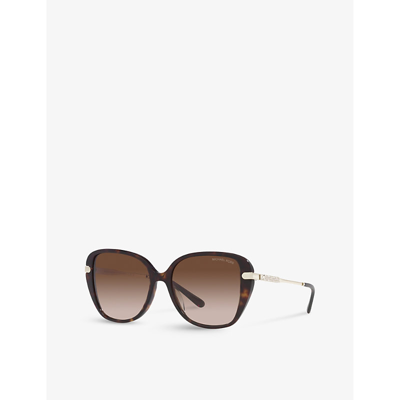 Shop Michael Kors Women's Brown Mk2185bu Flatiron Square-frame Tortoiseshell Acetate Sunglasses