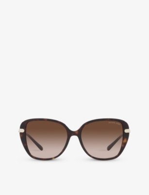 Michael Kors Womens Brown Mk2185bu Flatiron Square-frame Tortoiseshell Acetate Sunglasses