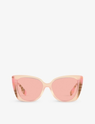 Shop Burberry Womens Pink Be4393 Meryl Cat-eye Acetate Sunglasses