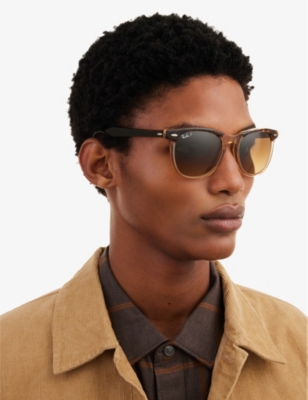 Shop Ray Ban Ray-ban Men's Gold Rb2398 Eagle Eye Pillow-frame Acetate Sunglasses