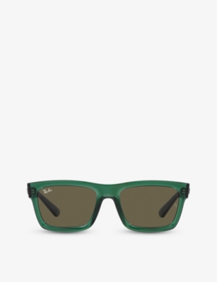 Ray Ban Warren Bio-based Sunglasses Transparent Green Frame Brown Lenses 57-20 In Green