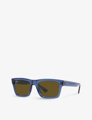 Shop Ray Ban Ray-ban Women's Blue Rb4396 Warren Rectangle-frame Acetate Sunglasses