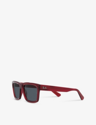 Shop Ray Ban Ray-ban Women's Red Rb4396 Warren Rectangle-frame Acetate Sunglasses