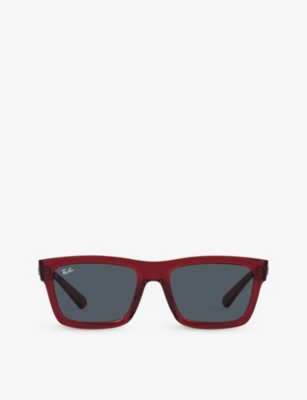 Ray Ban Sunglasses Unisex Warren Bio-based - Transparent Red Frame Grey Lenses 57-20
