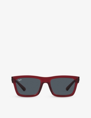 Ray Ban Sunglasses Unisex Warren Bio-based - Transparent Red Frame Grey Lenses 57-20 In Red